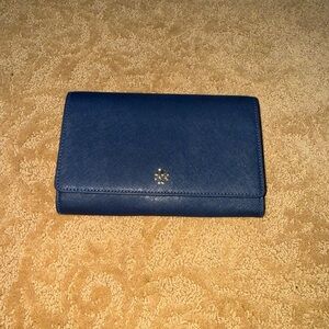 Tory Burch Navy Saffiano Leather Continental Wallet
